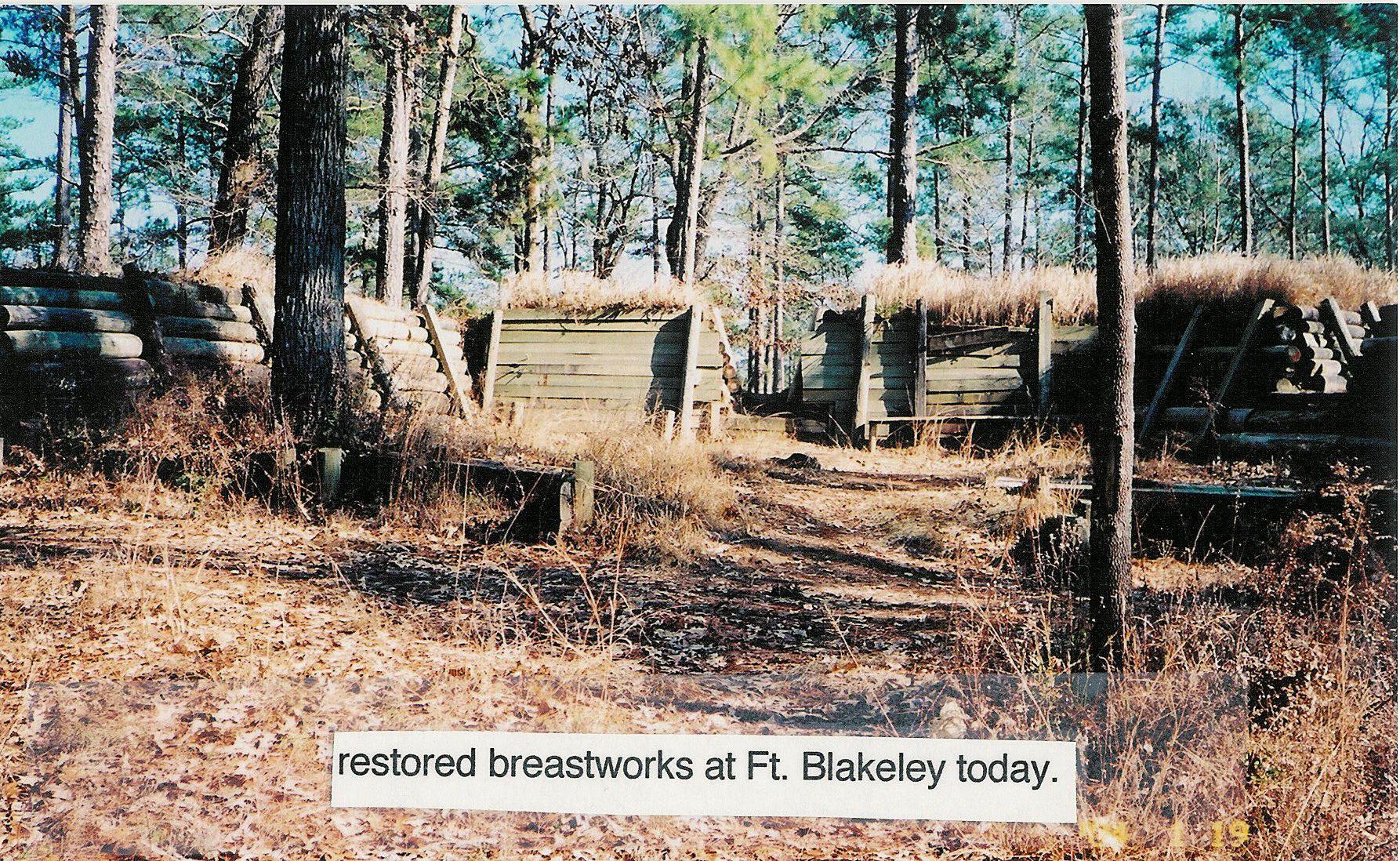 restored breastworks at Fort
Blakeley