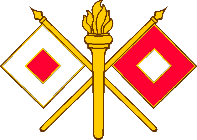 torch with crossed-flags
branch insignia for U.S. Army Signal Corps